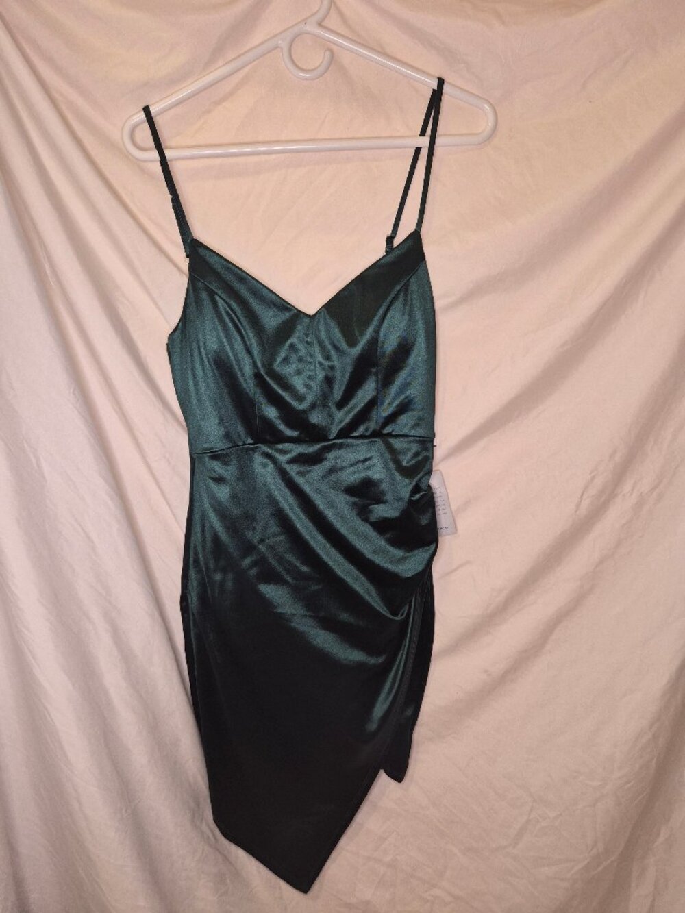 NWT Nordstrom Rack Hunter Green Satin Evening Dress L 12 14 Formal Prom Wedding